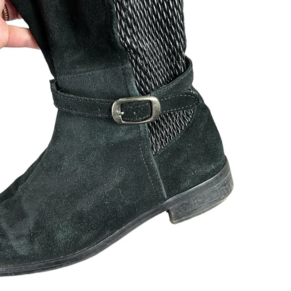 Fabianelli Made in Italy Black Suede Leather Riding Boots Size 38